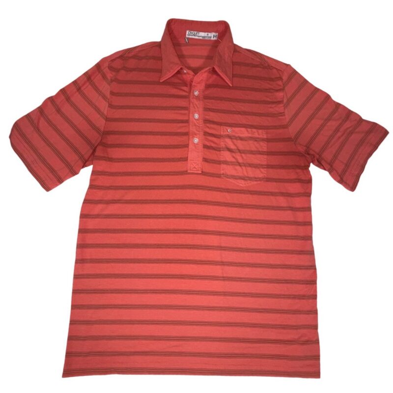 Criquet Striped Short Sleeve Polo Shirt Mens Medium Red Pima Cotton Blend