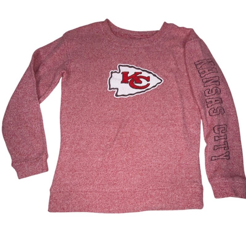 NFL Team Apparel Kansas City Chiefs Long Sleeve Top Women XS Red Marl Logo Patch
