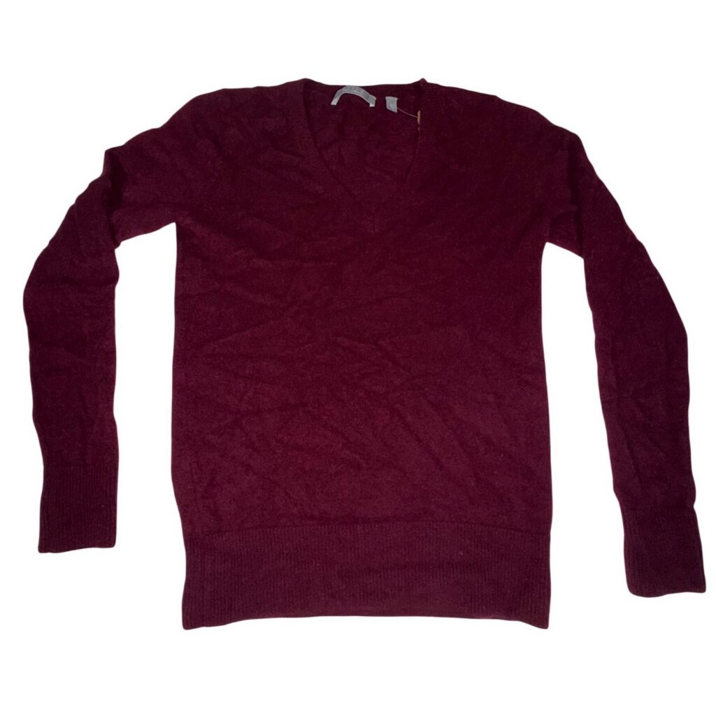 Style Republic 100% Cashmere V-Neck Sweater Womens Small Burgundy Soft Knit