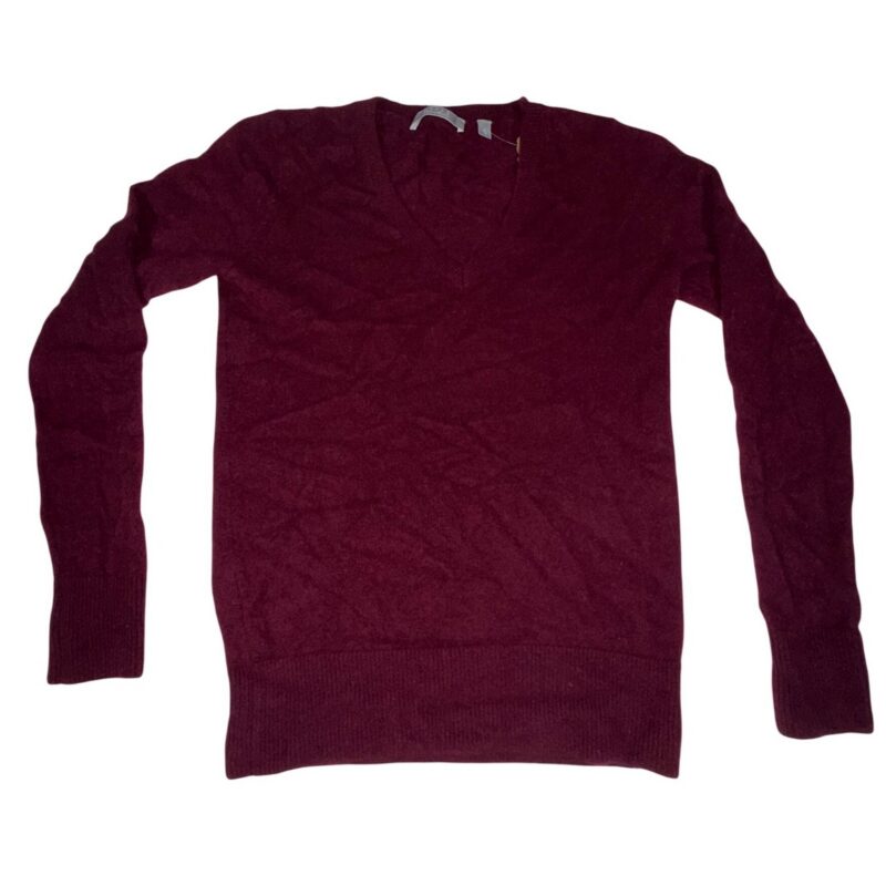 Style Republic 100% Cashmere V-Neck Sweater Womens Small Burgundy Soft Knit