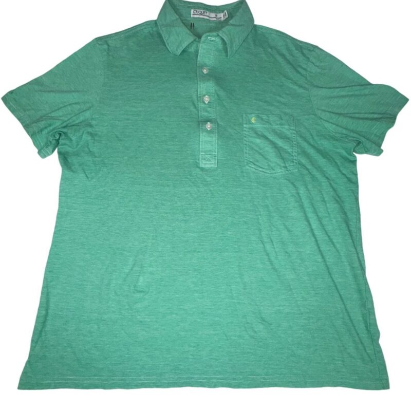 Criquet Slim Fit Short Sleeve Polo Shirt Mens M Green Organic Cotton