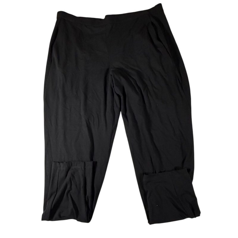 Eileen Fisher Women's L Black Viscose Spandex Jersey Pull-On Tapered Pants USA