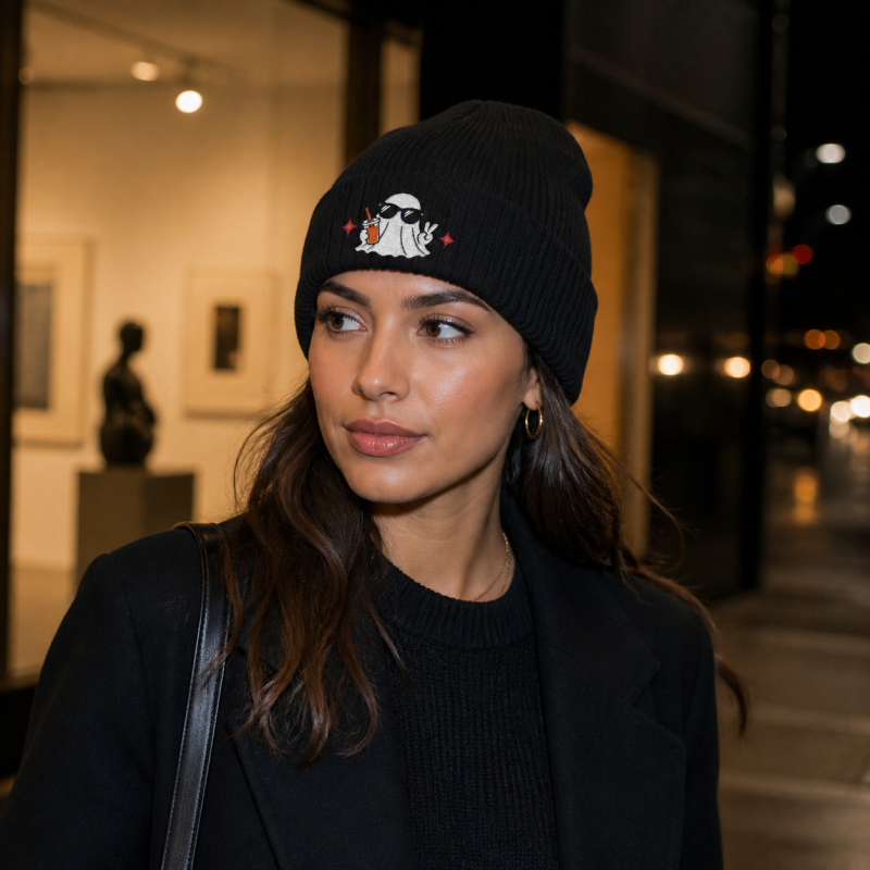 Cool Ghost Embroidered Beanie by CK Boutique