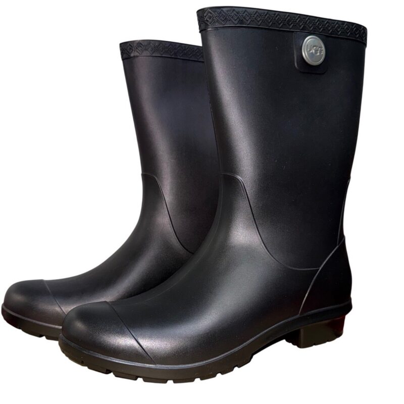 UGG Sienna Matte Women's 6 Black Waterproof Rubber Rain Boots 1100510 NWB