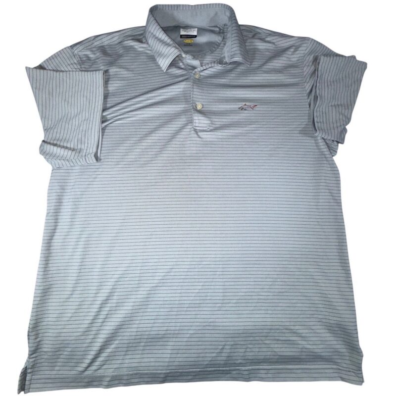 Greg Norman Play Dry Men's L Gray Striped Performance Golf Polo Shirt