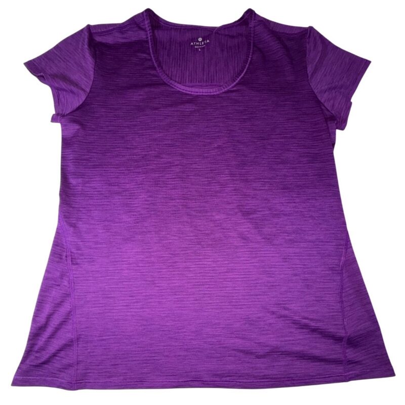 Athleta Women's L Purple Heather Ribbed Short Sleeve Workout Top 489125-16
