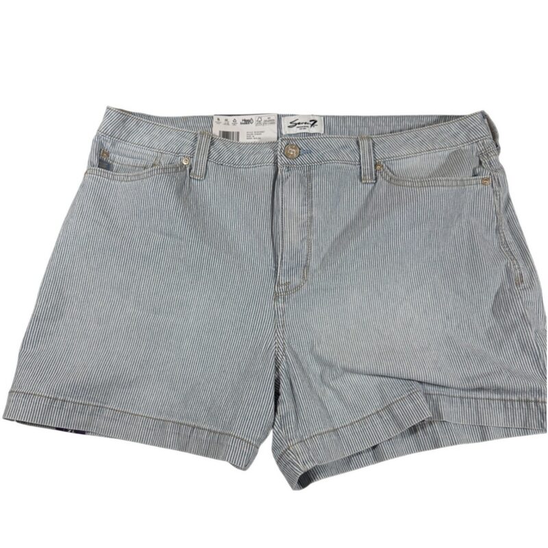 NWT Seven7 High Rise Weekend Denim Shorts Women's 16 Blue White Stripe MY3738ST