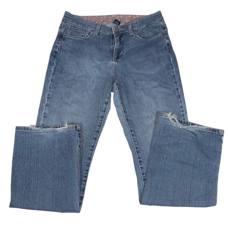 AJ Bootcut Denim Jeans Womens 6S Blue Medium Wash Floral Waistband Stretch