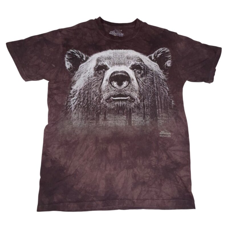 The Mountain Andreas Lie Bear Graphic T-Shirt Medium Brown Tie Dye Cotton