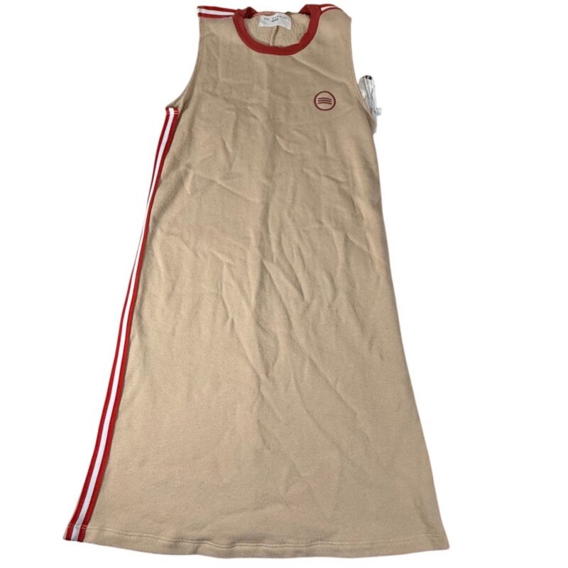 Sol Angeles Women's XS Fleece Tank Mini Dress Beige Red White Stripe NWT